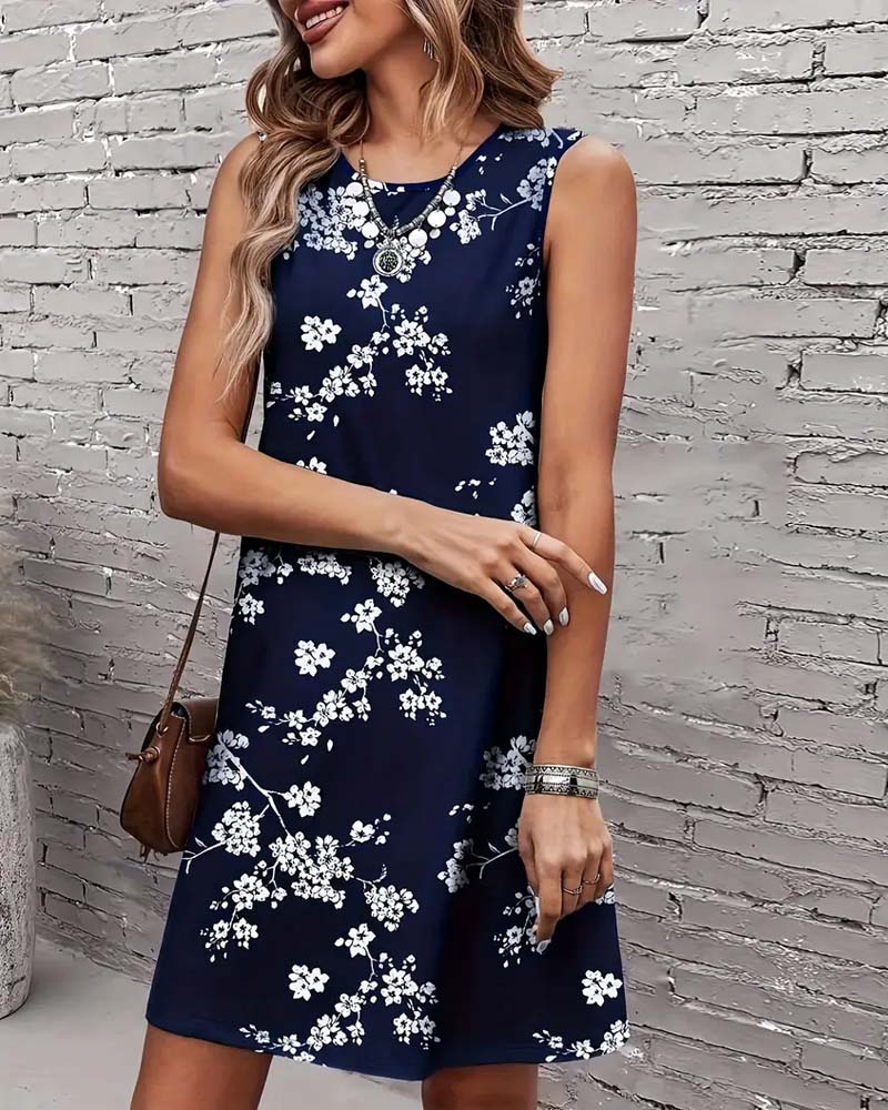Robe Sans Manches Slim Imprimé