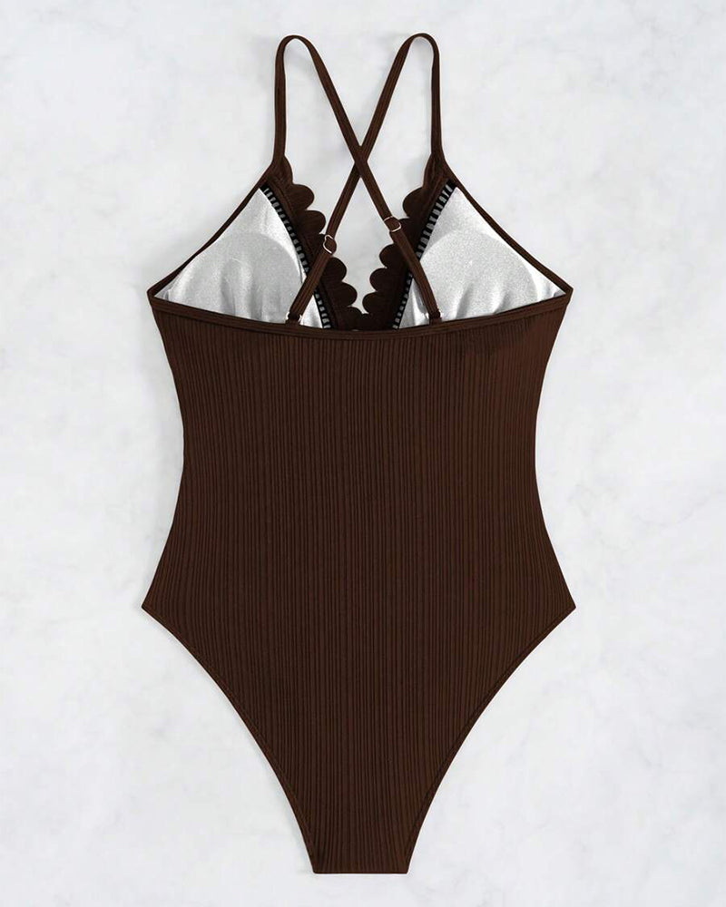 Maillot de Bain Monopiece Uni Sexy Creux