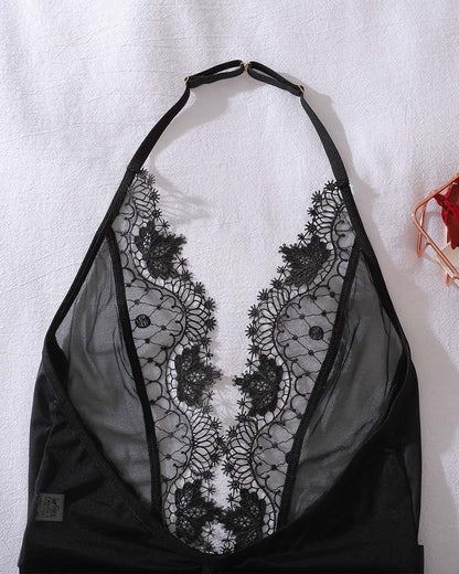 Lingerie Une-Pièce Transparente Dos Nu Avec Découpes