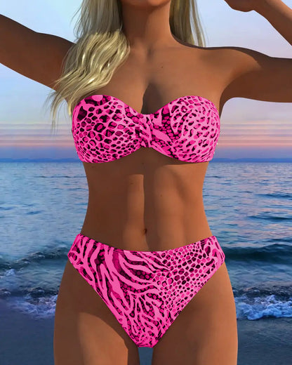 Maillot De Bain Sexy Imprimé Léopard Deux-Pièces