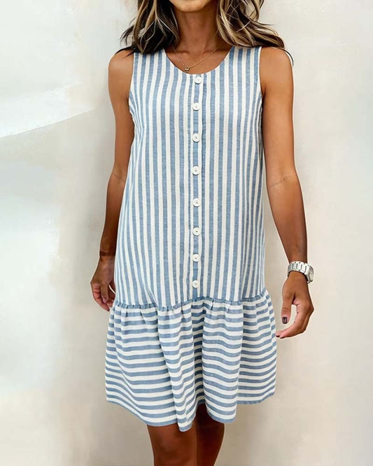 Dress Sans manche Rayé A-line