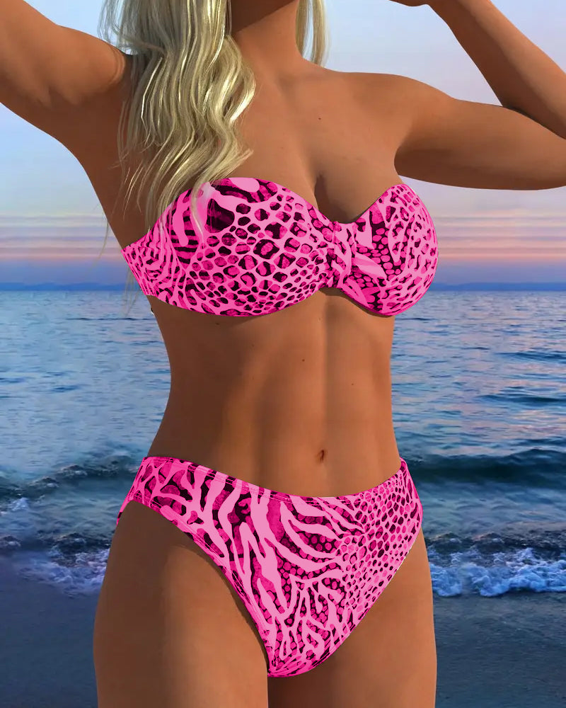 Maillot De Bain Sexy Imprimé Léopard Deux-Pièces