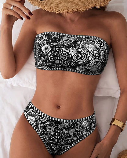 Maillot de bain Deux Pièces Imprimé Style Ethnique