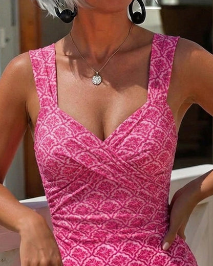 Maillot De Bain Géométrique Croix Col En V Une Pièce