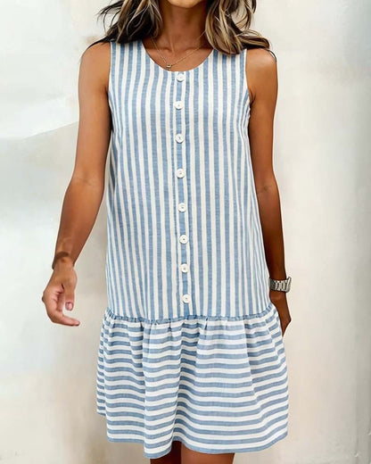 Dress Sans manche Rayé A-line