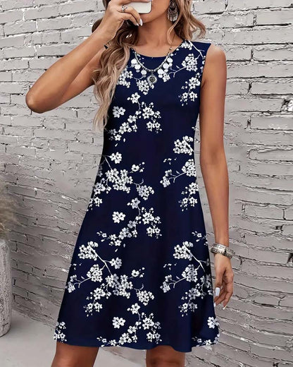 Robe Sans Manches Slim Imprimé