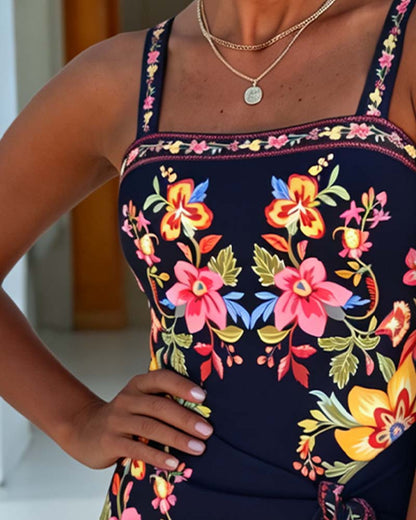 Une Pièce Vintage Floral Enveloppant Jupe