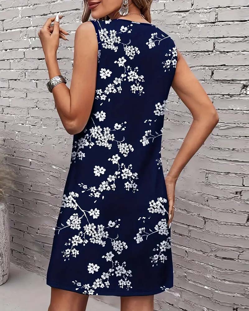 Robe Sans Manches Slim Imprimé