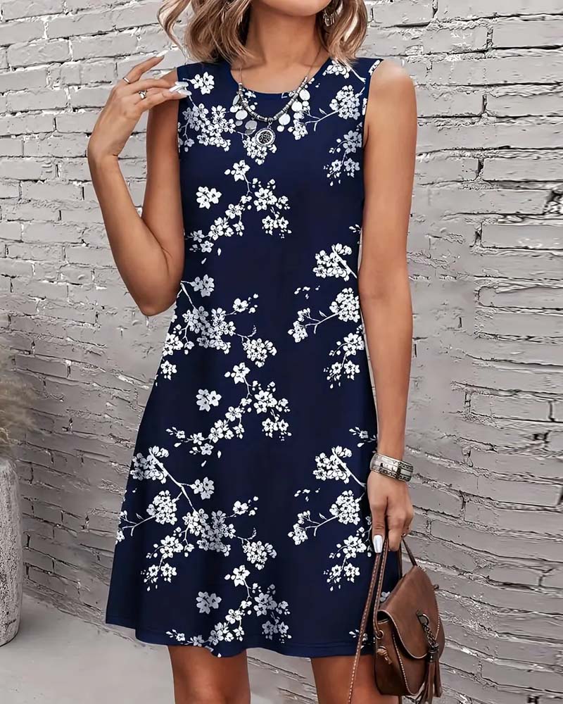 Robe Sans Manches Slim Imprimé