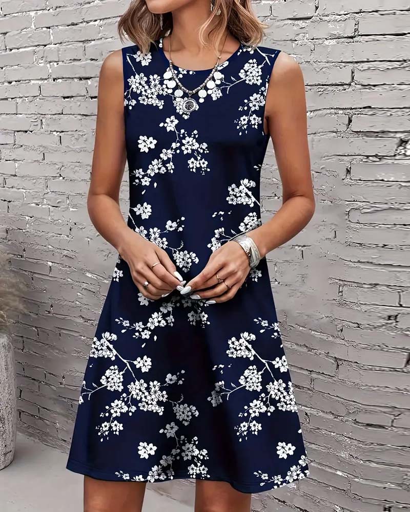 Robe Sans Manches Slim Imprimé