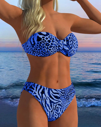 Maillot De Bain Sexy Imprimé Léopard Deux-Pièces