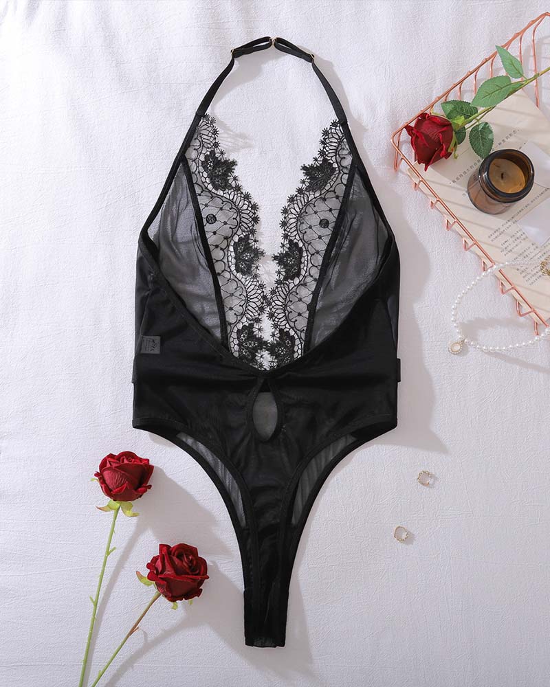Lingerie Une-Pièce Transparente Dos Nu Avec Découpes
