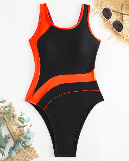 Maillot de bain une pièce tendance aux couleurs contrastées