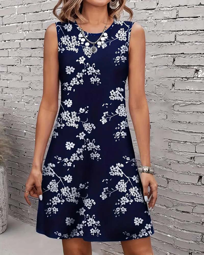 Robe Sans Manches Slim Imprimé
