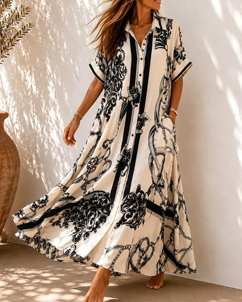 Robe Vintage Volute Revers Chemise