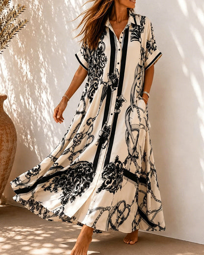Robe Vintage Volute Revers Chemise