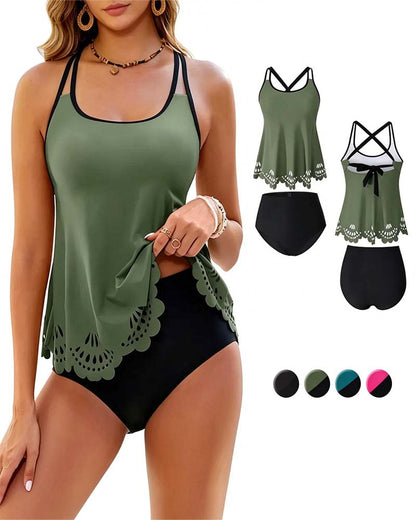 Tankini Double Fine Bretelle Évidé