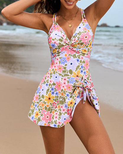 Maillot de Bain Plissé Croisé Une-Pièce