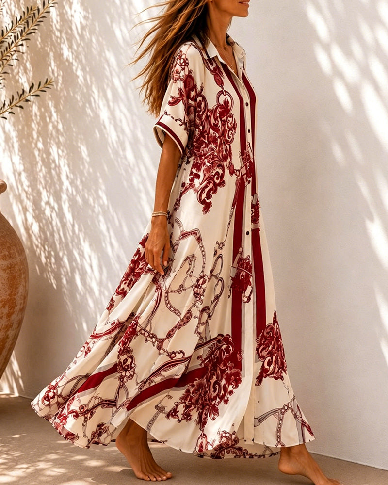 Robe Vintage Volute Revers Chemise