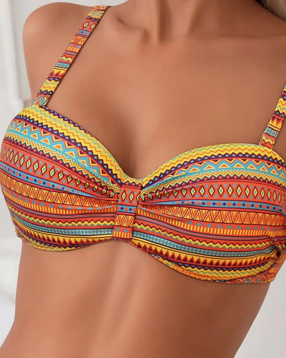 Maillot De Bain Deux Pièces Soutien-Gorge Imprimé Rayé