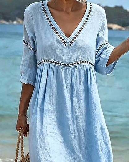 Robe Unie Ajourée Décontractée