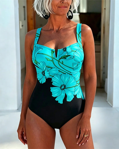 Maillot De Bain Une Pièce Vacances Col Carré