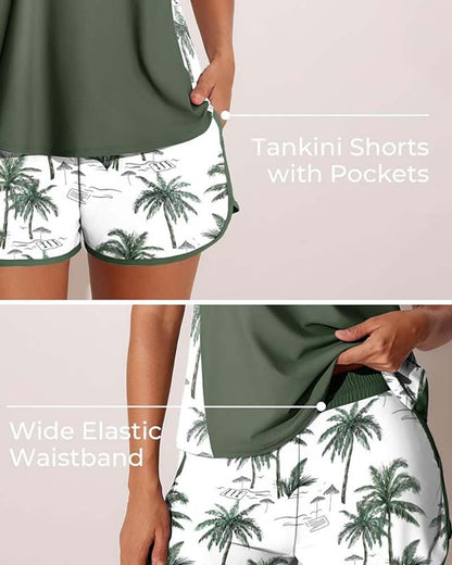 Tankini Bloc Couleur Boyleg Imprimé