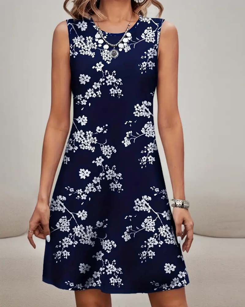 Robe Sans Manches Slim Imprimé