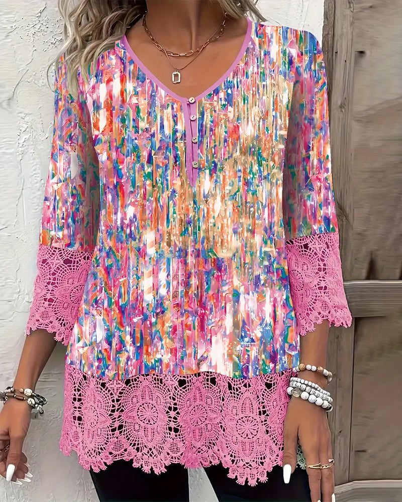 Blouse Colorée Imprimée Mode Street