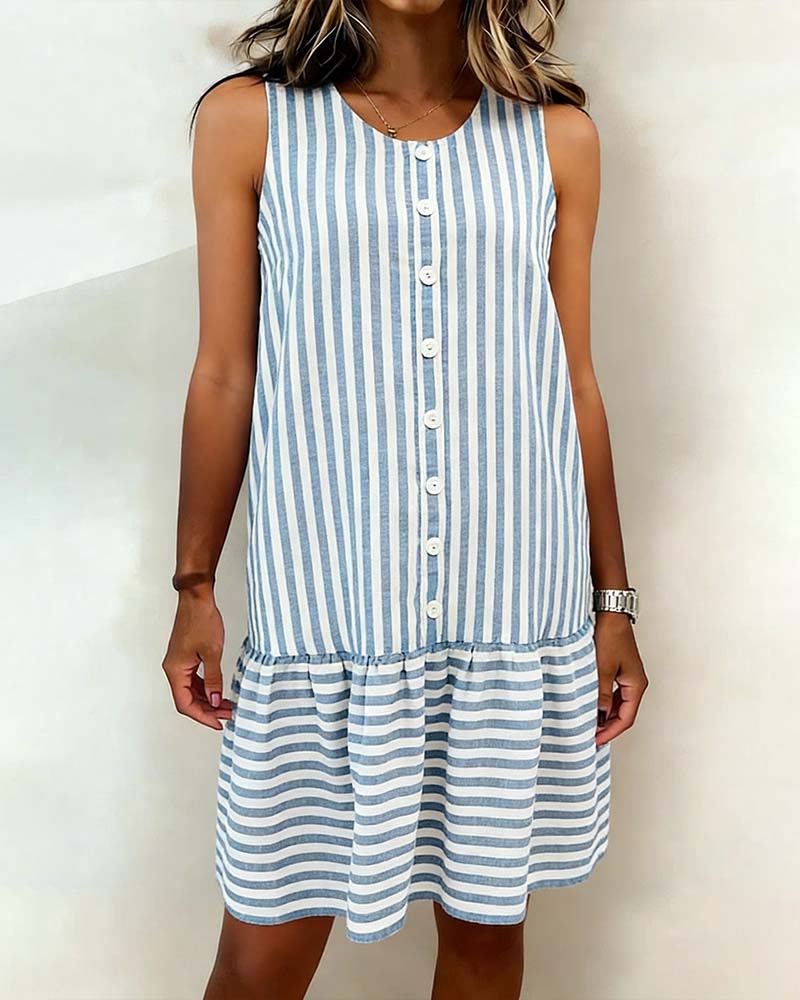 Dress Sans manche Rayé A-line