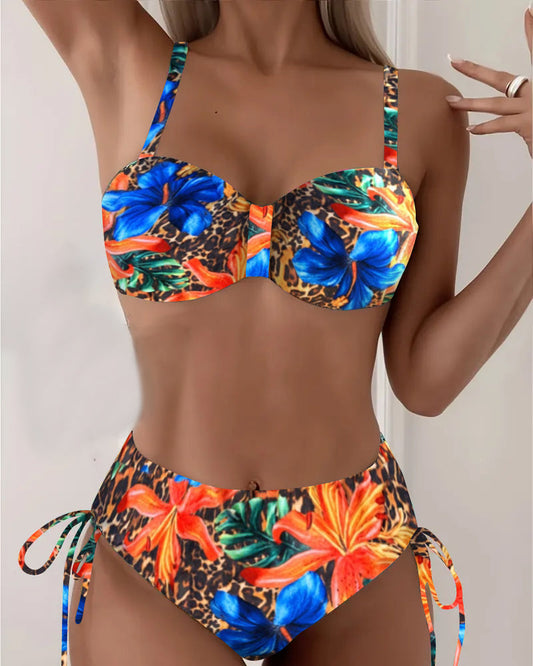 Bikini Bralette Léopard Imprimé Fleuri