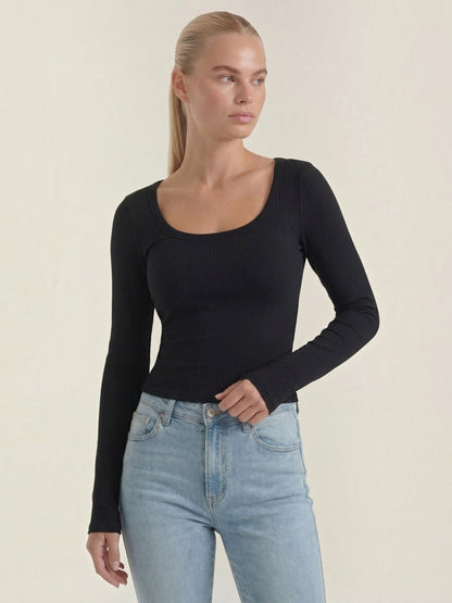 Marian Langarm-Top mit Scoop-Neck