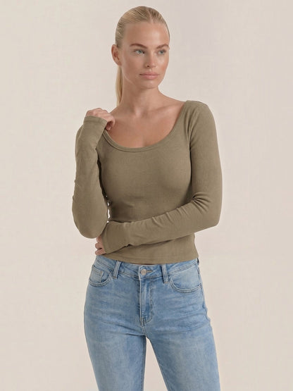 Marian Langarm-Top mit Scoop-Neck
