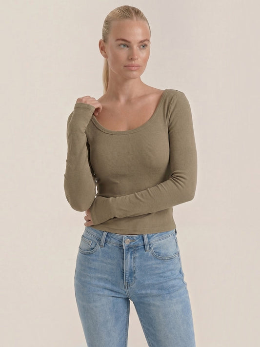 Marian Langarm-Top mit Scoop-Neck