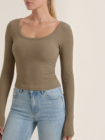 Marian Langarm-Top mit Scoop-Neck