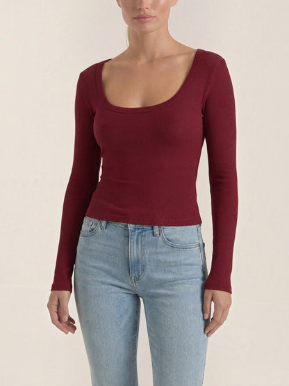 Marian Langarm-Top mit Scoop-Neck