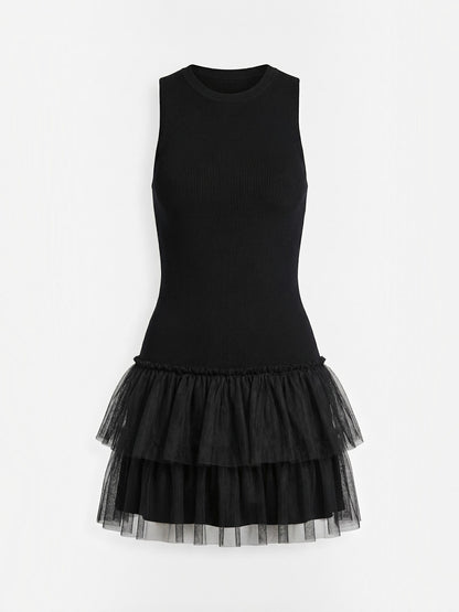 Nadia Mini-Tüllkleid mit hohem Kragen